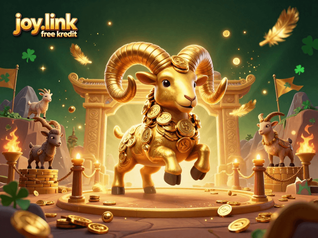 Engage with joy.link free kredit as a golden ram charges through a vibrant casino arena.