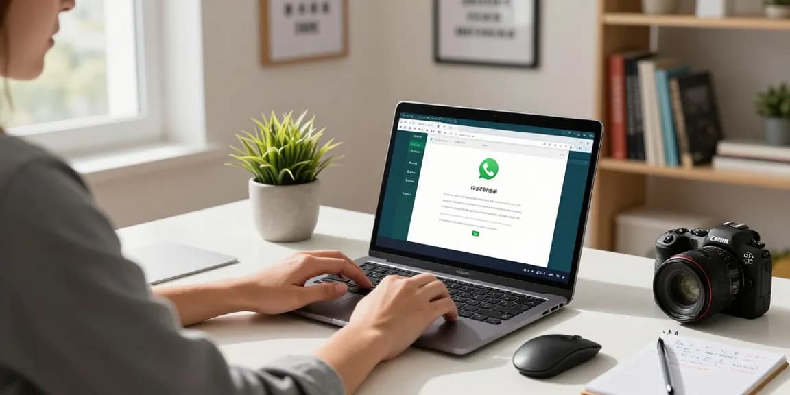 Working on WhatsApp電腦版 in a sleek home office setting