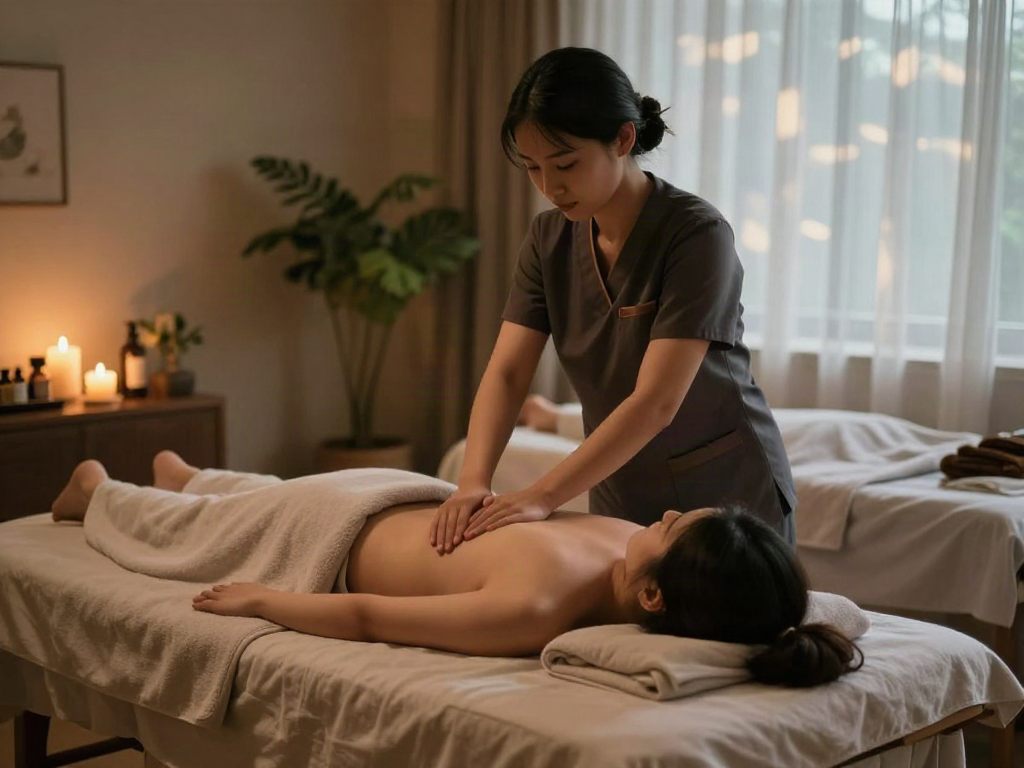 Experience serene 산본출장안마 with a skilled therapist in a calming spa room.
