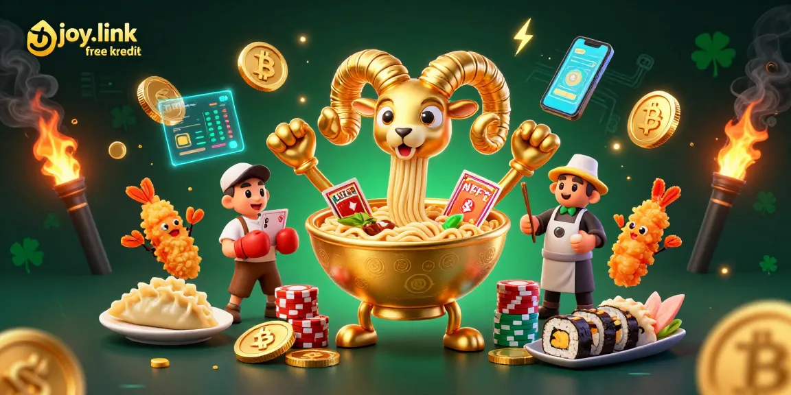 Play exciting casino games with joy.link free kredit and animated 3D characters showcasing fun action.