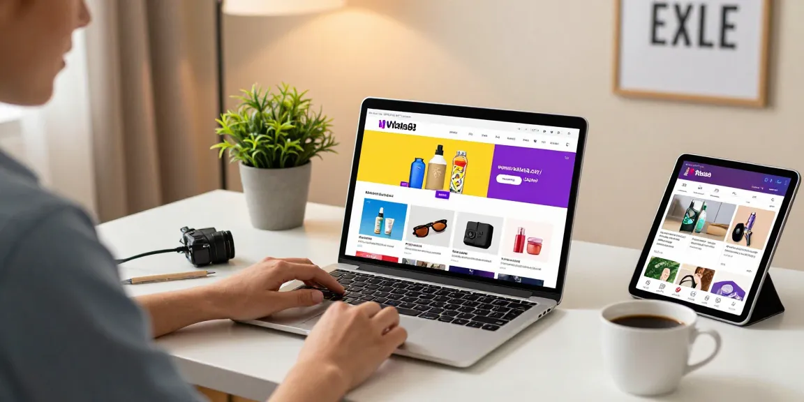 Engaging online shopping experience at https://www.sukan8a.com/ featuring a stylish home office setup with vibrant decor.