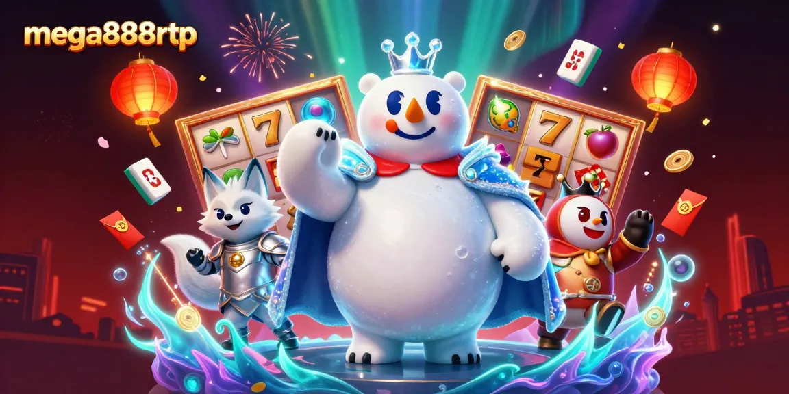 Engage with mega888rtp featuring a dynamic scene of an ice king and fox amid vibrant casino elements.
