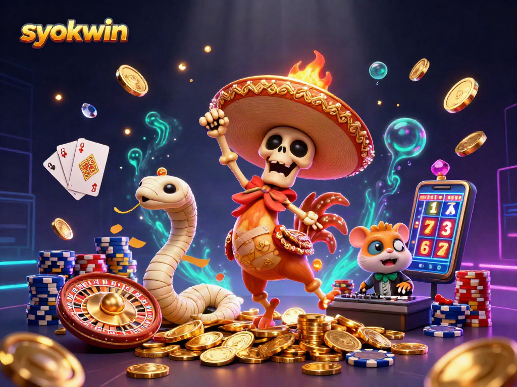 Experience thrilling syokwin action with vibrant graphics showcasing lively casino characters.
