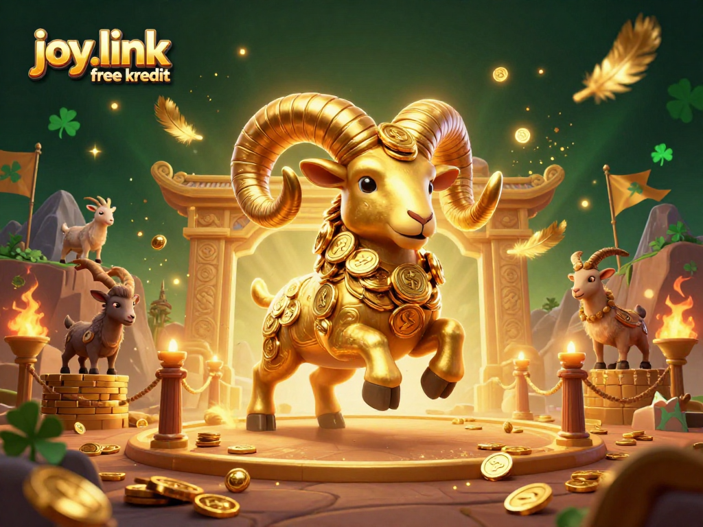Engage with joy.link free kredit as a golden ram charges through a vibrant casino arena.