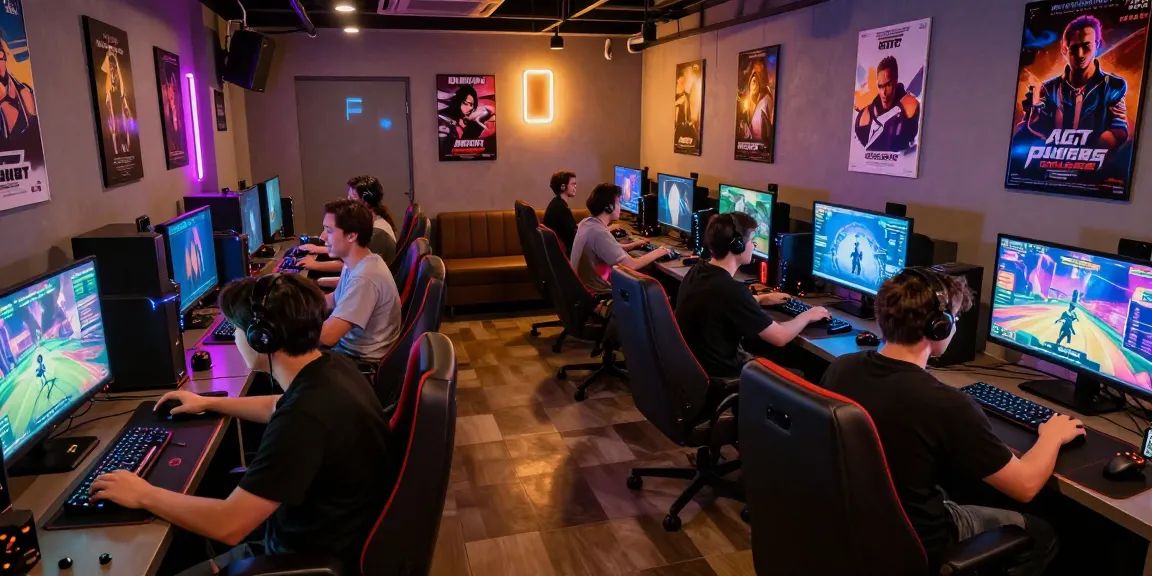 Engaging scene of diverse gamers playing NSFW apk titles in a vibrant gaming hub, showcasing the adult entertainment gaming culture.
