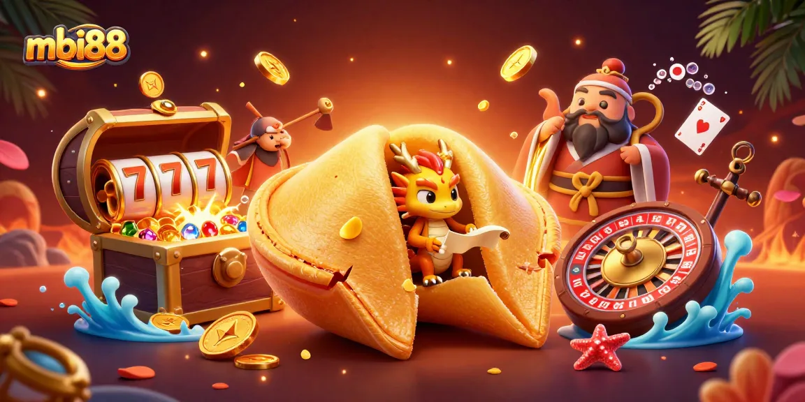 Engage in thrilling wins with mbi88 as fortune cookies and golden dragons surround casino games.