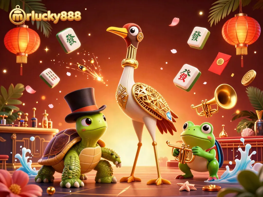 Experience thrilling gameplay at mrlucky888 with a vibrant casino scene featuring unique characters