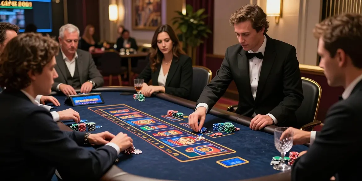 Exciting scene of UK credit card casinos with players engaging at tables in a luxurious setting.