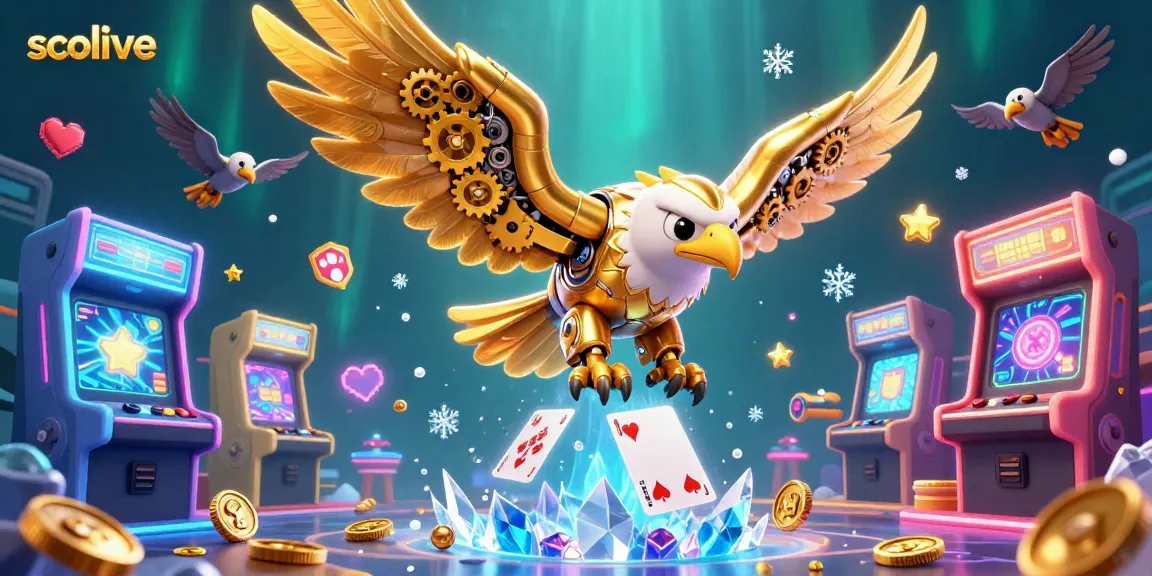 Socolive offers immersive gaming experiences with a golden eagle soaring through vibrant holographic cards