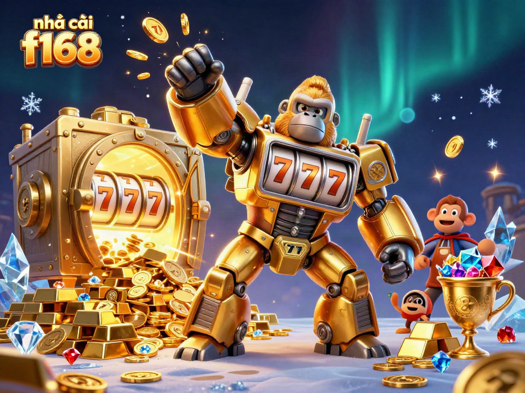 Enhance your gaming at nhà cái f168 with our vibrant illustration of slots and jackpots.
