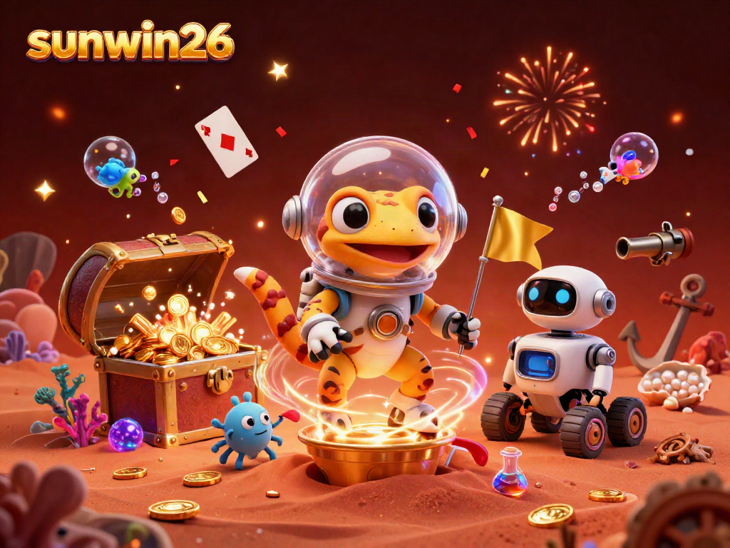 Experience the thrill of sunwin26 as a Martian gecko unveils a hidden casino in a vibrant space adventure.
