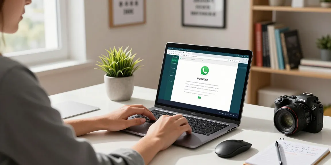 Working on WhatsApp電腦版 in a sleek home office setting