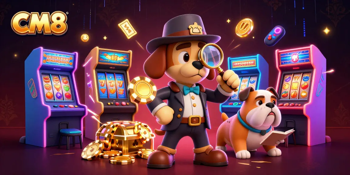 CM8 detective explores with poker chips and fun gaming elements for immersive casino experience.